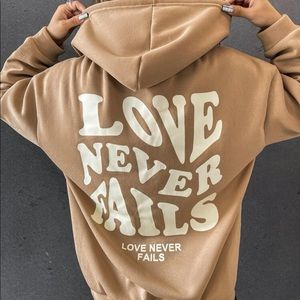 Love Never Fails Brown Hoodie